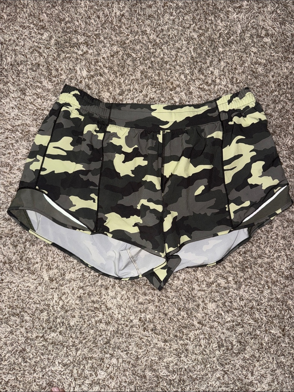lululemon athletica Olive Camo Athletic Running Shorts